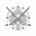 Virgo constellation with gladius sword tattoo design idea