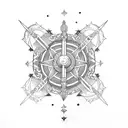 Virgo constellation with gladius sword tattoo design idea