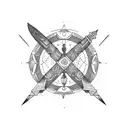 Virgo constellation with gladius sword tattoo design idea