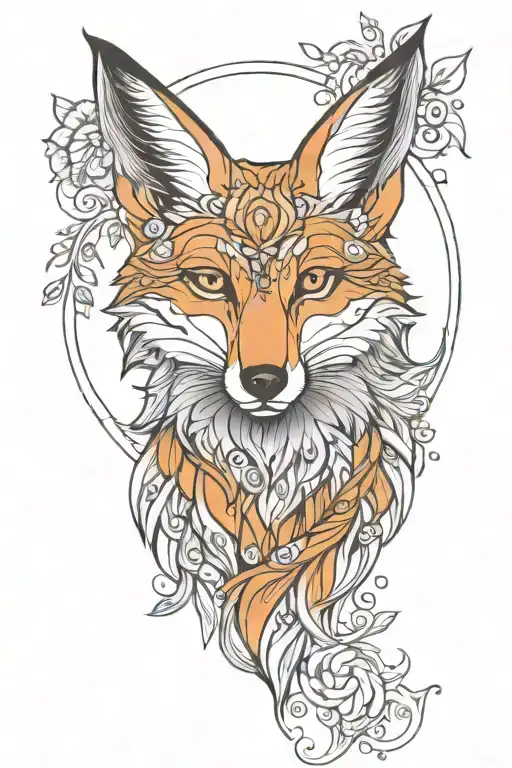 mandala fox head tattoo design idea