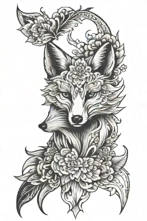mandala fox head tattoo design idea