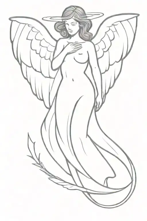 Biblical Angel with four wings spread wide tattoo design idea