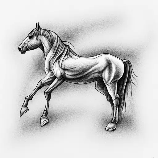 A horse standing on 2 limbs while wearing a trenchcoat tattoo design idea