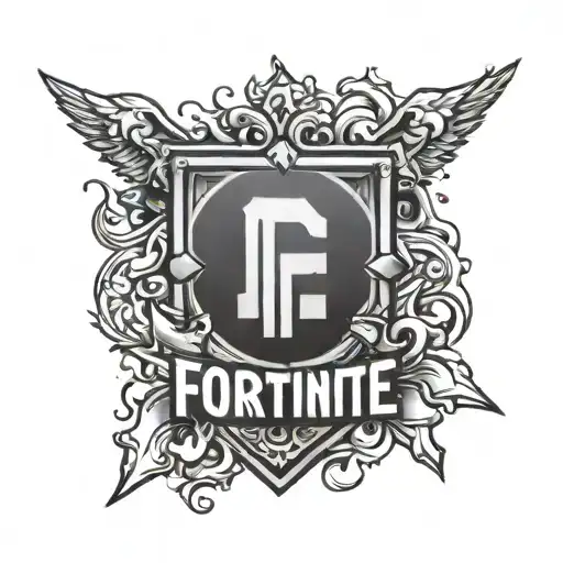 make fortnite logo and a text that says Jonathan on the top tattoo design idea