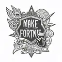 make fortnite logo and a text that says Jonathan on the top tattoo design idea