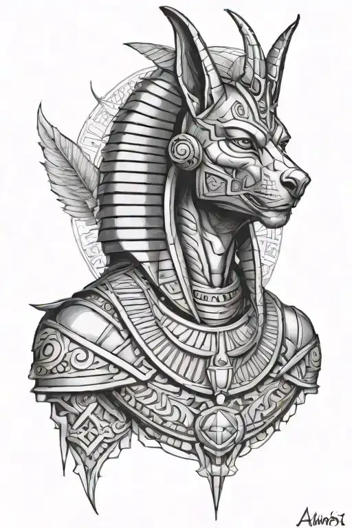anubis egiptian god tattoo design idea
