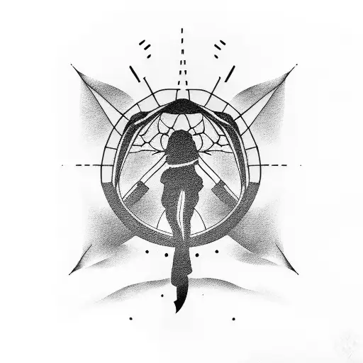 parachute with silhouette and sky backdrop tattoo design idea