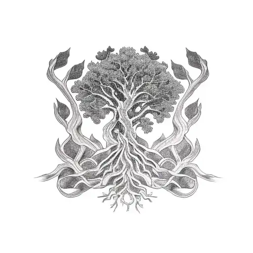 Tree roots tattoo design idea