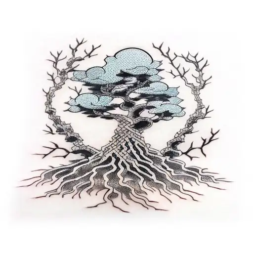 Tree roots tattoo design idea