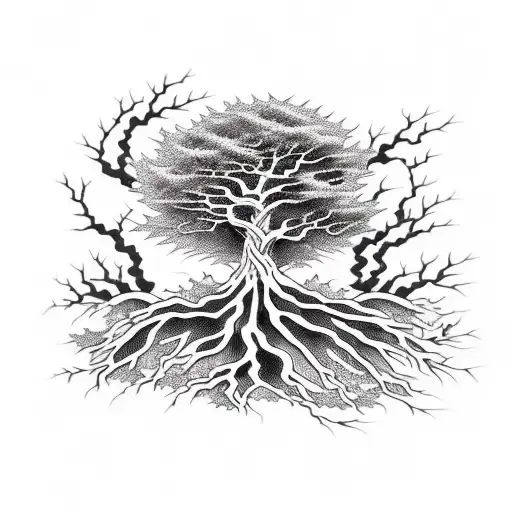 Tree roots tattoo design idea