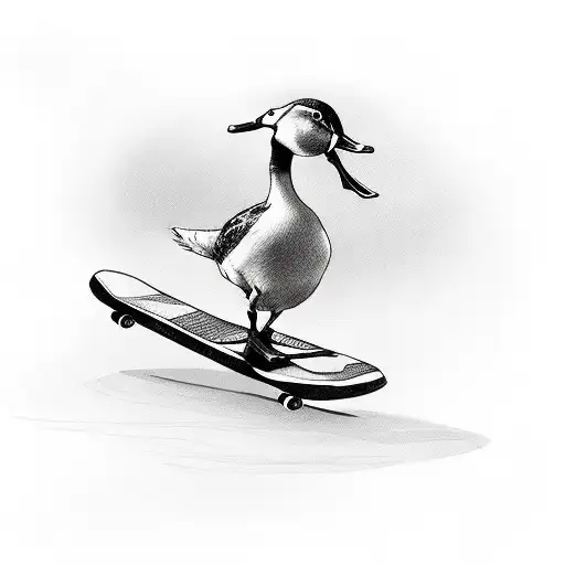 duck on a skateboard  tattoo design idea