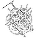 intertwined clarinet and walking stick tattoo design idea