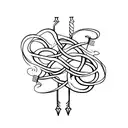 intertwined clarinet and walking stick tattoo design idea