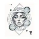 stars with moons and Hecate. the stars are ordained with keys and roses. the tattoo weaves like ivy tattoo design idea