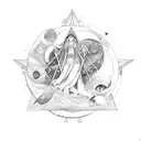 constelation with moons and Hecate tattoo design idea