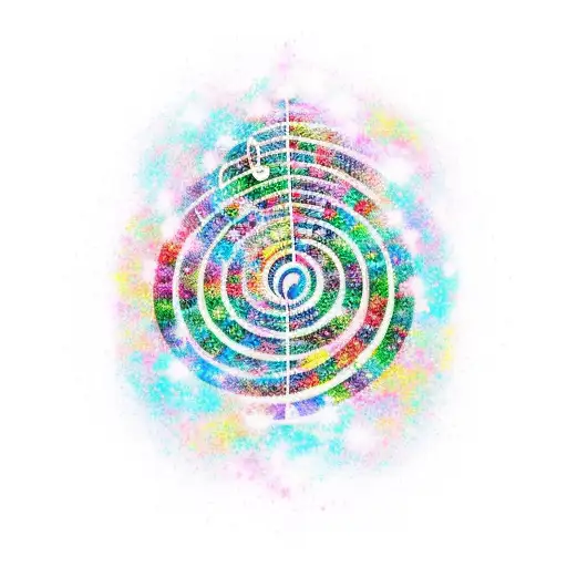 A cosmic melody flowing from a music note tree, with each note representing a different aspect of rebirth tattoo design idea