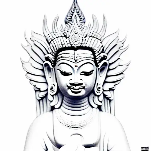 cambodian temple angel black and white tattoo design idea