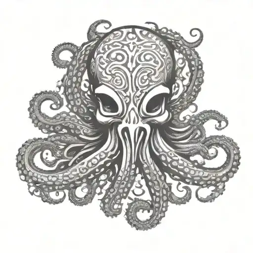 A tattoo design of an octopus inspired by Greek mythology and Viking runes tattoo design idea