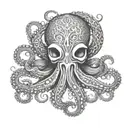 A tattoo design of an octopus inspired by Greek mythology and Viking runes tattoo design idea