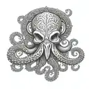 A tattoo design of an octopus inspired by Greek mythology and Viking runes tattoo design idea