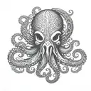 A tattoo design of an octopus inspired by Greek mythology and Viking runes tattoo design idea