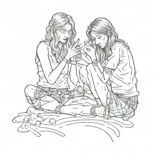 Beach, cousins, girls, middle finger tattoo design idea