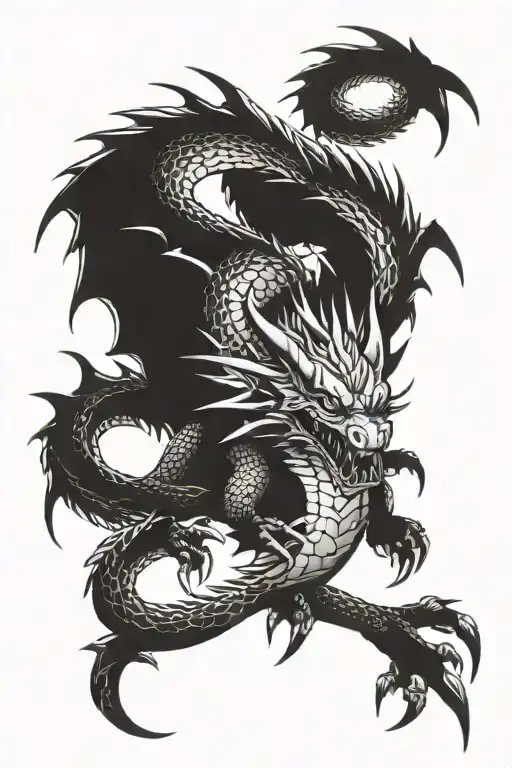 Dragon with claws tattoo design idea