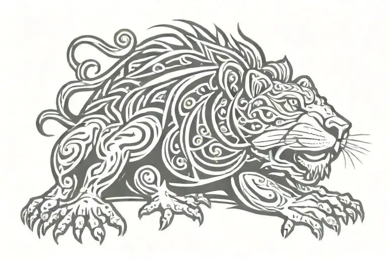 lion frog squirell tribal tattoo design idea