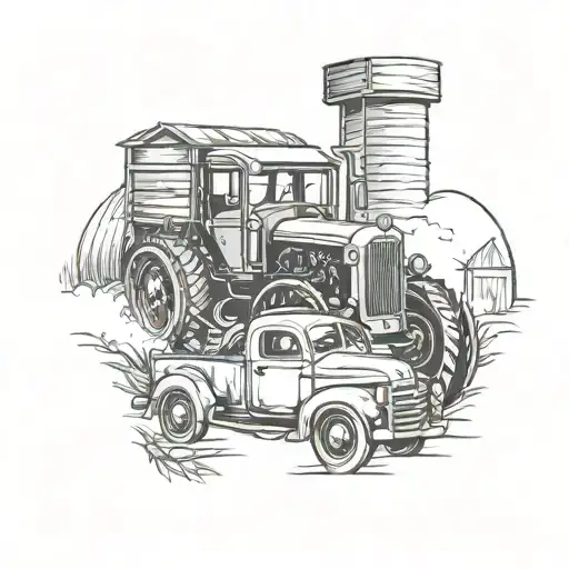 cars, farming  tattoo design idea