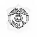 A marine corps emblem transformed into an alchemical symbol tattoo design idea