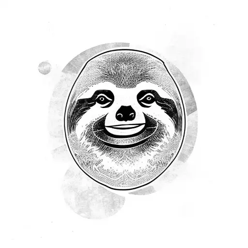 a sloth outlined, abstract tattoo design idea