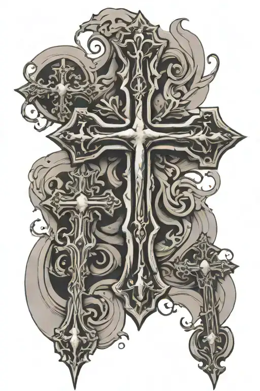 3 crosses mixed tattoo design idea