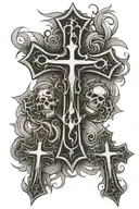 3 crosses mixed tattoo design idea