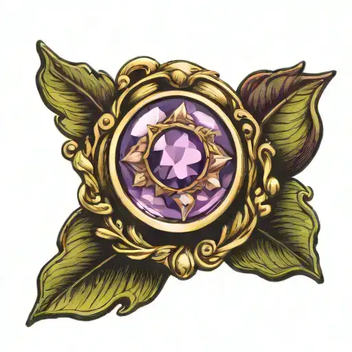 Gold ring with an cabochon amethyst. tattoo design idea
