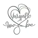 Unrequited  Love in cursive with a heart tattoo design idea