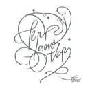 Unrequited  Love in cursive with a heart tattoo design idea