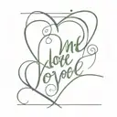 Unrequited  Love in cursive with a heart tattoo design idea