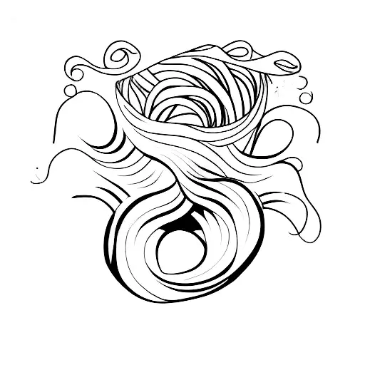 siluet mermaid curly hair tattoo design idea