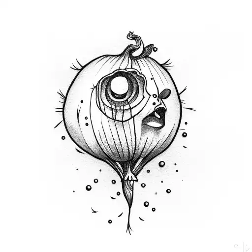 funny onion crying tattoo design idea