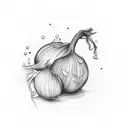 funny onion crying tattoo design idea
