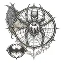 spidermna logo and batman logo combined tattoo design idea