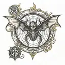 spidermna logo and batman logo combined tattoo design idea