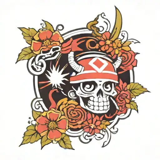 a tattoo inspired from Japanese culture also from one piece anime  tattoo design idea