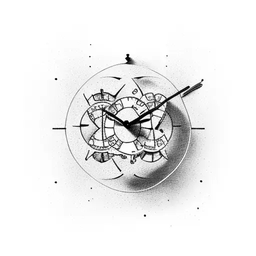 there is a sandclock, which is broken on the bottom and the a sand falling in between two palms, that are together.  tattoo design idea