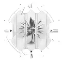 there is a sandclock, which is broken on the bottom and the a sand falling in between two palms, that are together.  tattoo design idea