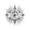 there is a sandclock, which is broken on the bottom and the a sand falling in between two palms, that are together.  tattoo design idea