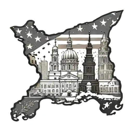Integrate patriotic symbols with Philadelphia landmarks tattoo design idea