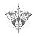 3 connecting triangles with sword in center tattoo design idea