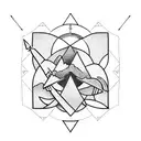 3 connecting triangles with sword in center tattoo design idea