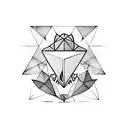 3 connecting triangles with sword in center tattoo design idea